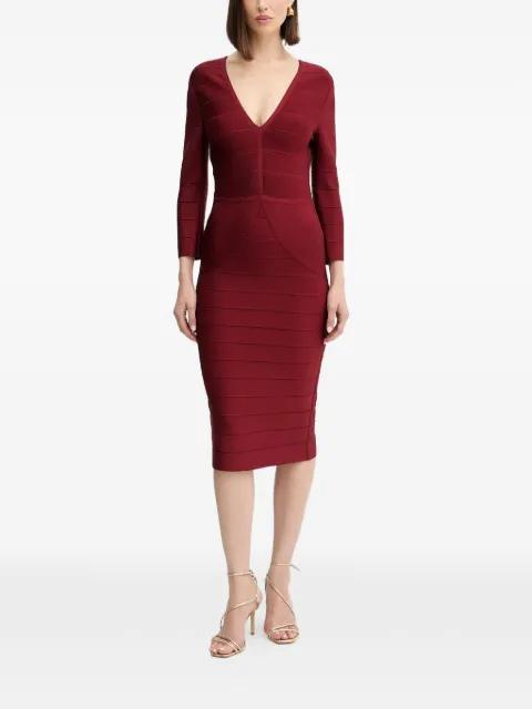 Athena V-neck midi dress by HERVE LEGER