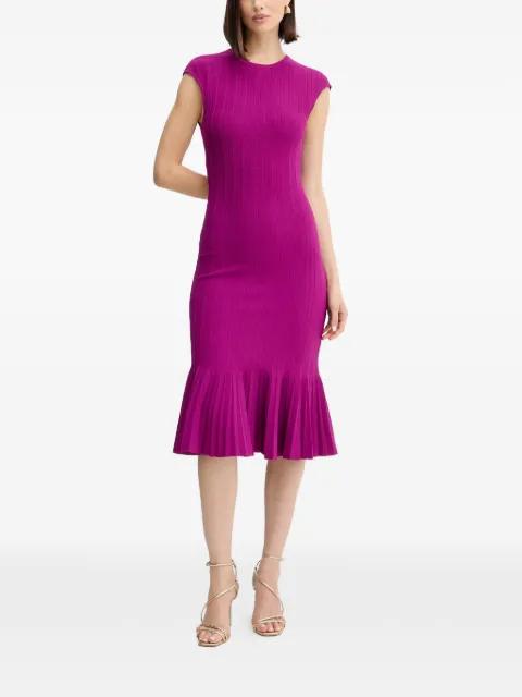 Bridget ribbed pleated midi dress by HERVE LEGER