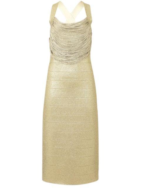 Disco Knit bandage midi dress by HERVE LEGER