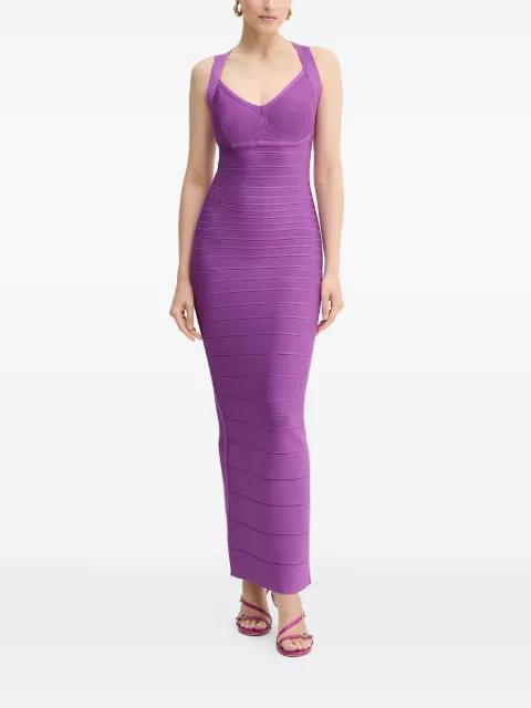 Sutton V-neck maxi dress by HERVE LEGER
