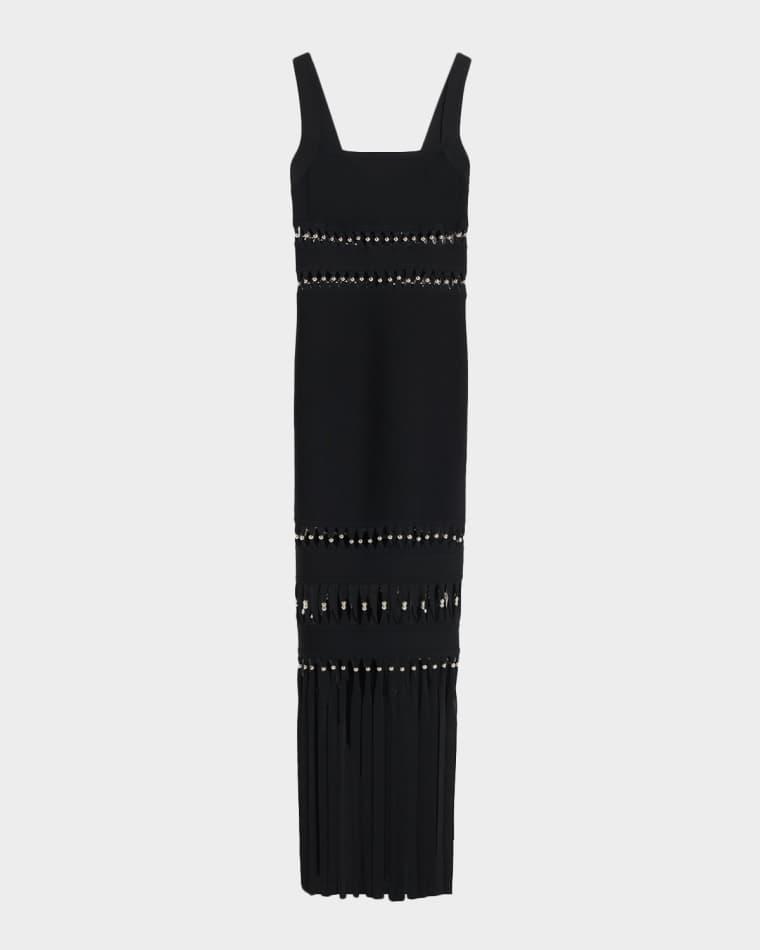 The Ines Beaded-Cutout Fringe Gown by HERVE LEGER