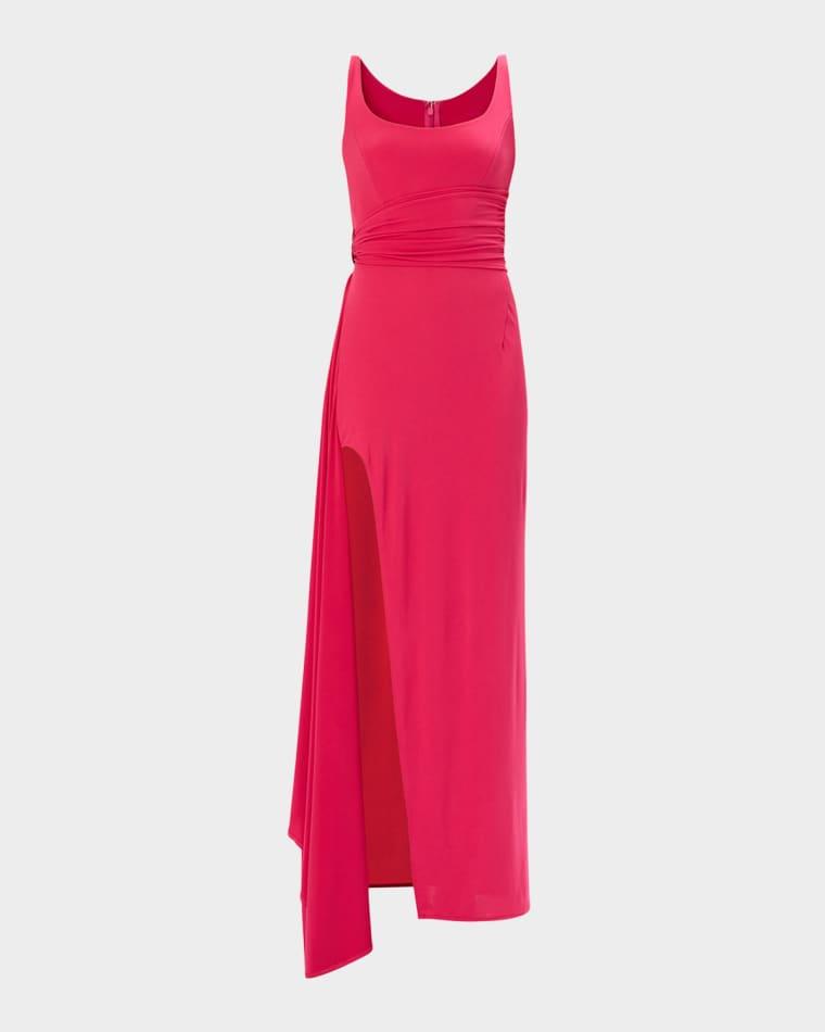 The Mila Draped Side-Slit Gown by HERVE LEGER
