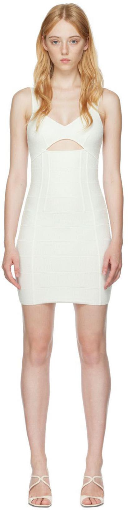 White Ottoman Minidress by HERVE LEGER