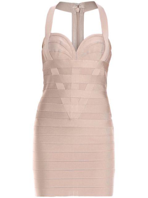 halterneck bandage minidress by HERVE LEGER