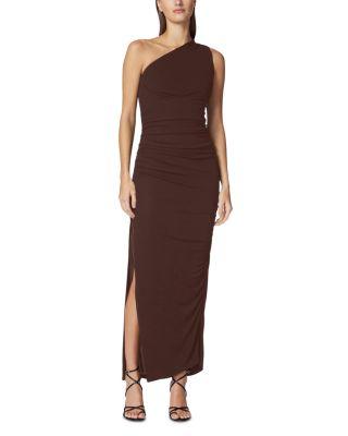 One Shoulder Ruched Jersey Midi Dress by HERV&EACUTE; L&EACUTE;GER