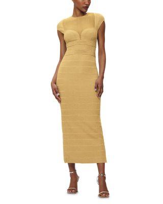 Textured Sheer Bustier Gown by HERV&EACUTE; L&EACUTE;GER