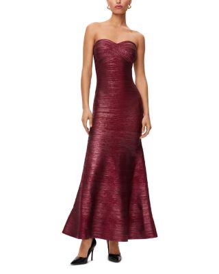 The Metallic Sara Strapless Gown by HERV&EACUTE; L&EACUTE;GER