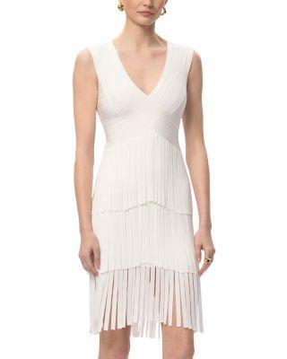 V Neck Gracie Midi Fringed Dress by HERV&EACUTE; L&EACUTE;GER