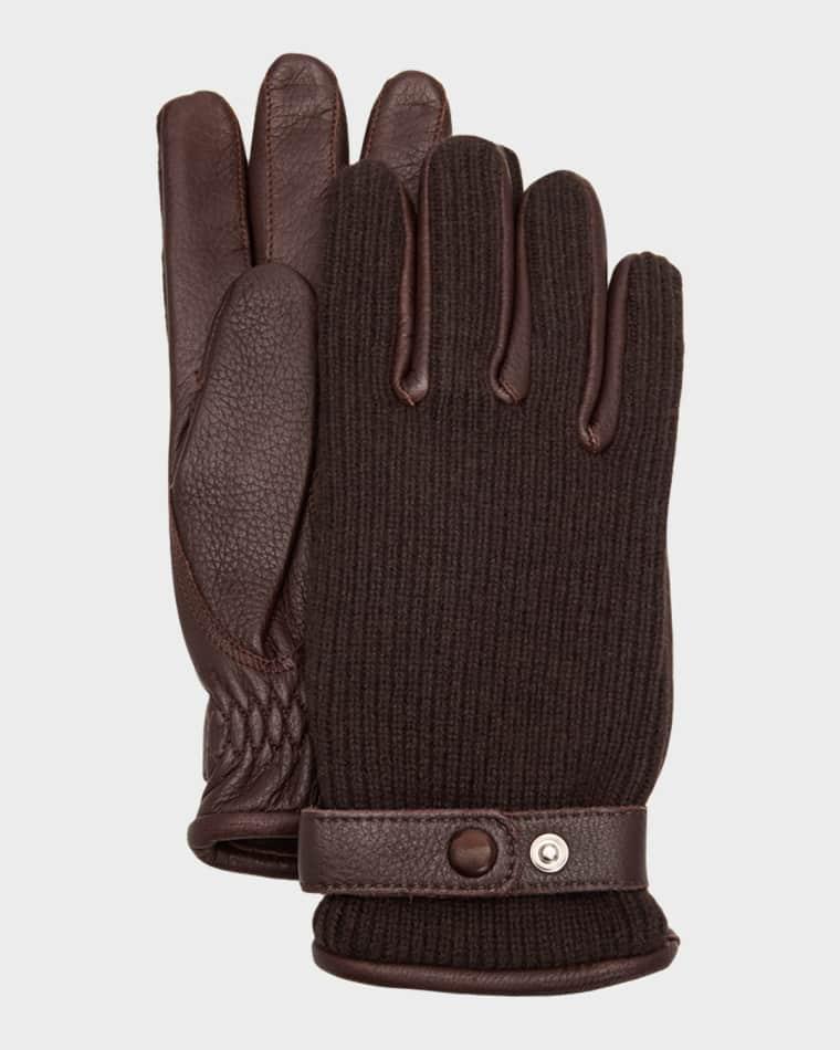 Men's Christopher Elk Leather and Cashmere Knit Gloves by HESTRA GLOVES