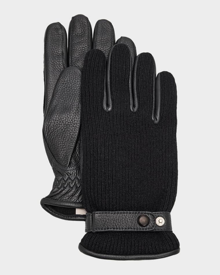 Men's Christopher Elk Leather and Cashmere Knit Gloves by HESTRA GLOVES