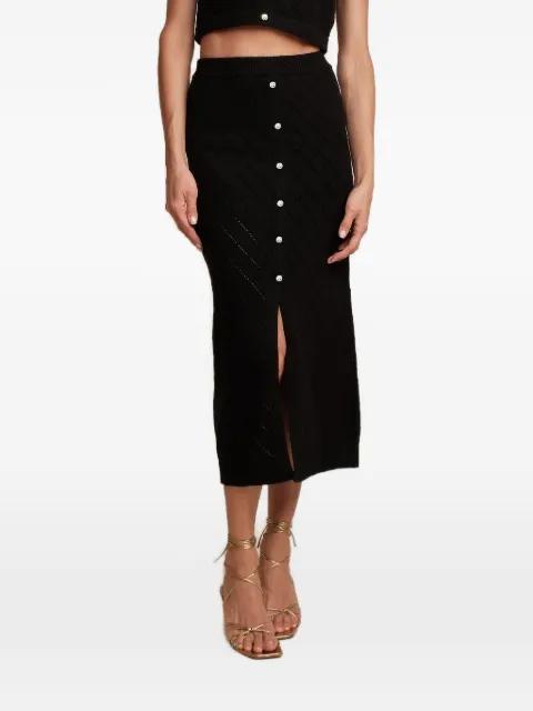 Mia pointelle-knit button-front skirt by HEVRON