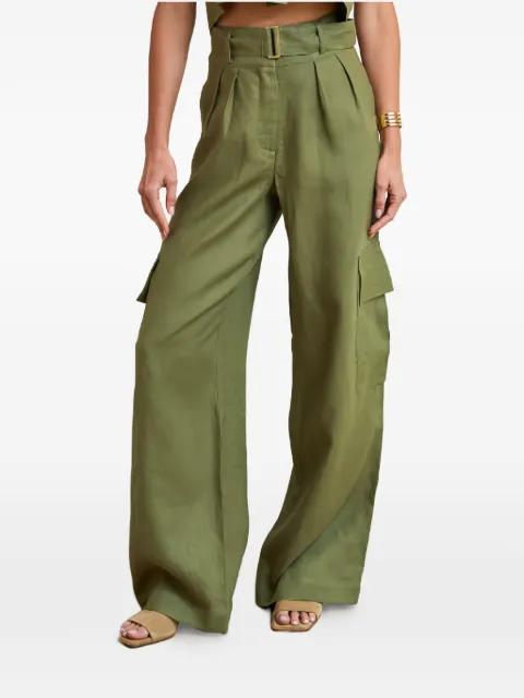 belted pleated high-wasted cargo pants by HEVRON