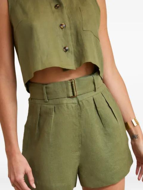 belted pleated shorts by HEVRON
