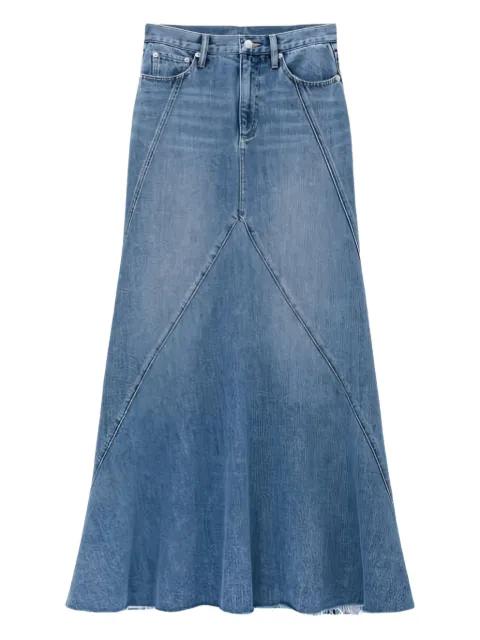 Ocean Wave panelled denim maxi skirt by HEY JOANIE