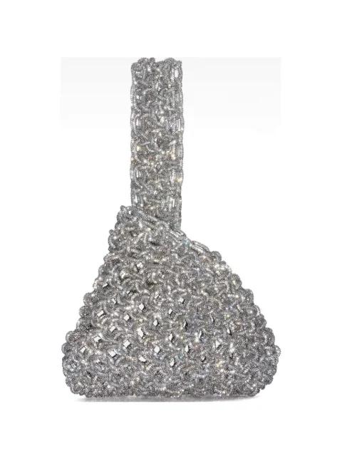 Niky crystal-embellished woven tote bag by HIBOURAMA