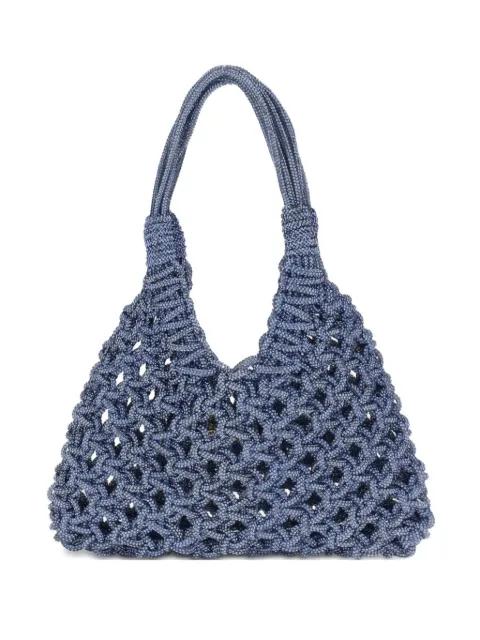 crystal-embellished woven shoulder bag by HIBOURAMA