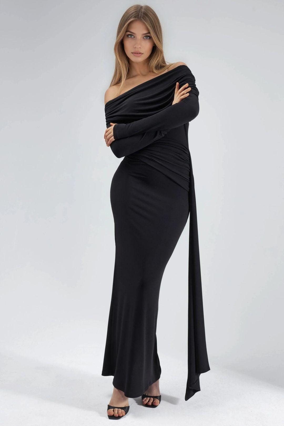 Asymmetrical Bodycon Maxi Dress with Slit by HICCUP