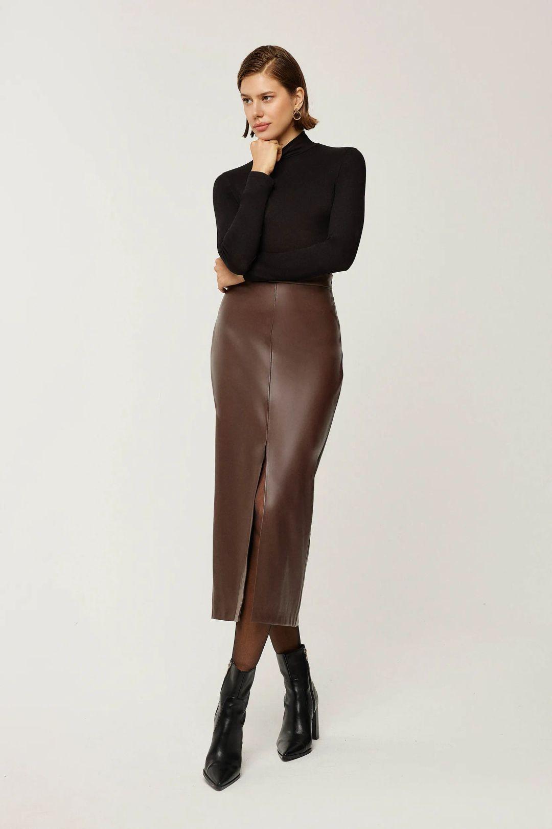 Bodycon Faux Leather Maxi Skirt by HICCUP