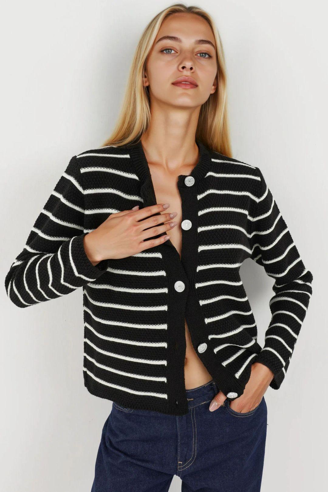 Buttoned Striped Cardigan by HICCUP