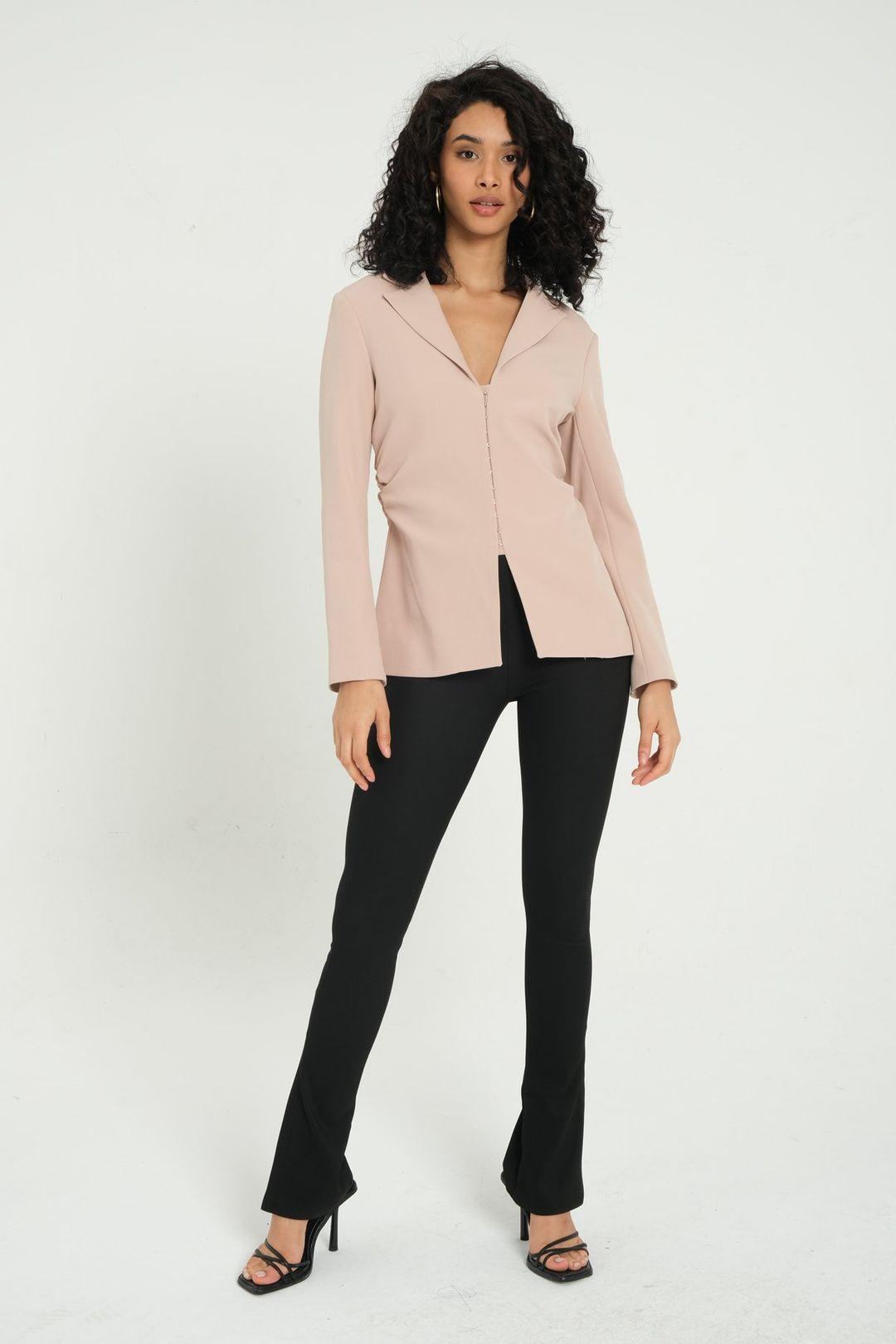 Collar Ruched Blazer with a Front Slit by HICCUP