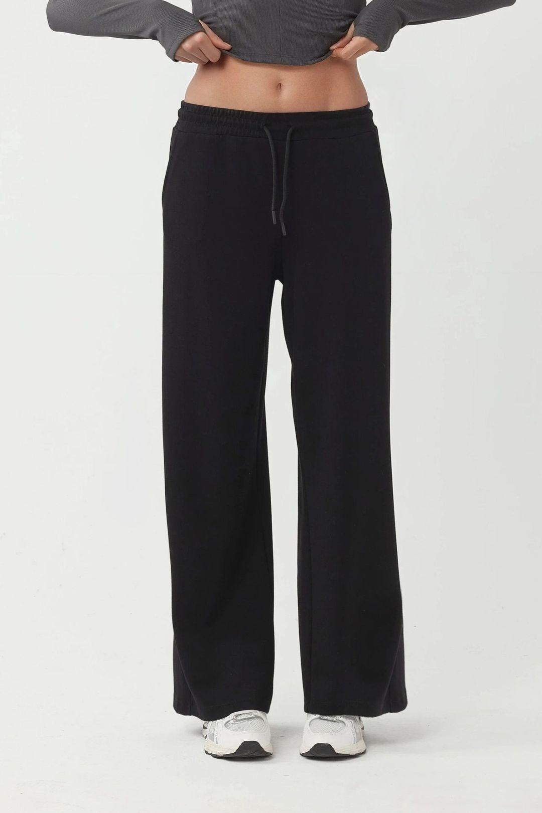 Elastic Waist Soft Touch Palazzo Sweatpants by HICCUP