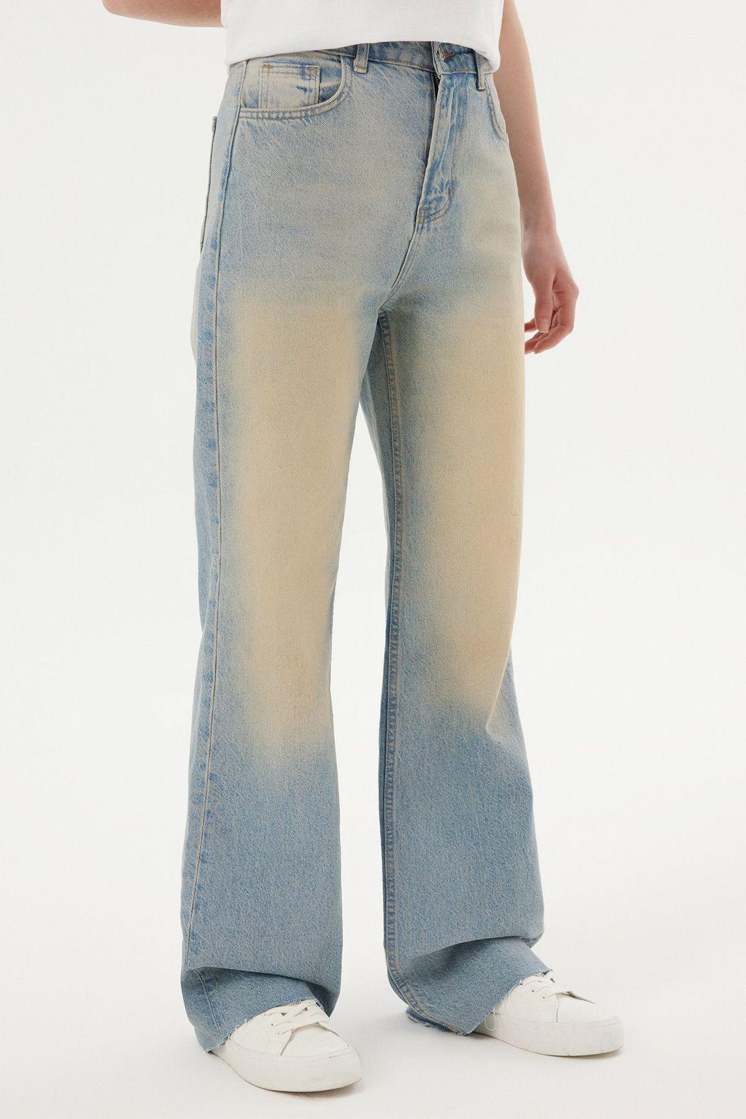 Faded High Waist Retro Straight Leg Jeans by HICCUP