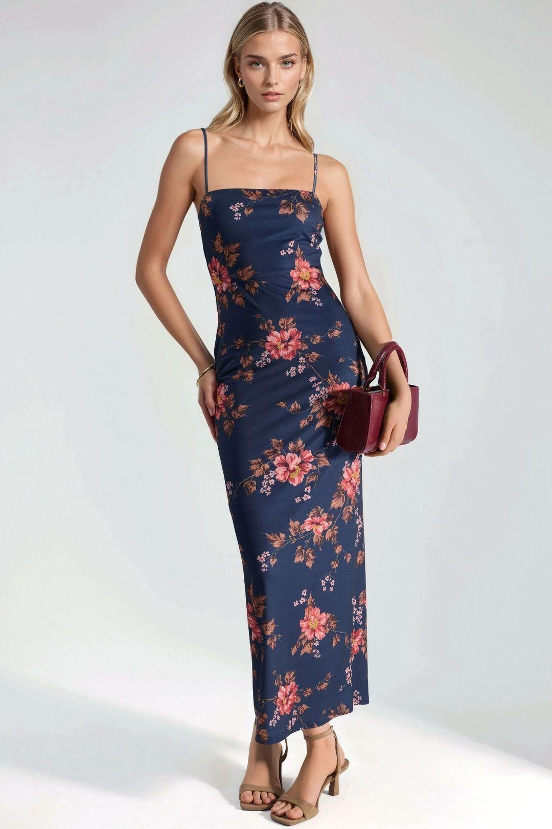 Floral Maxi Dress with Slit by HICCUP