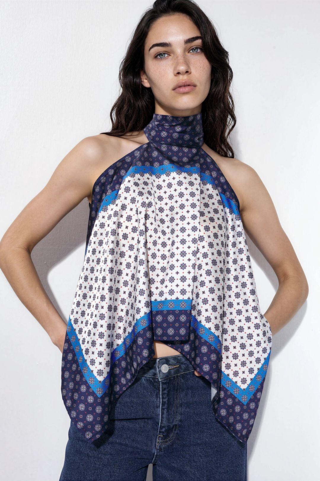 Halter Neck Satin Scarf Top by HICCUP