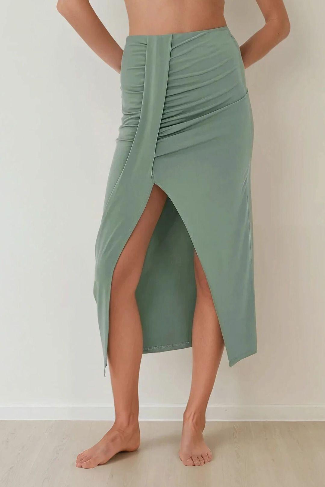 High Waist Bodycon Drapped Maxi Skirt by HICCUP