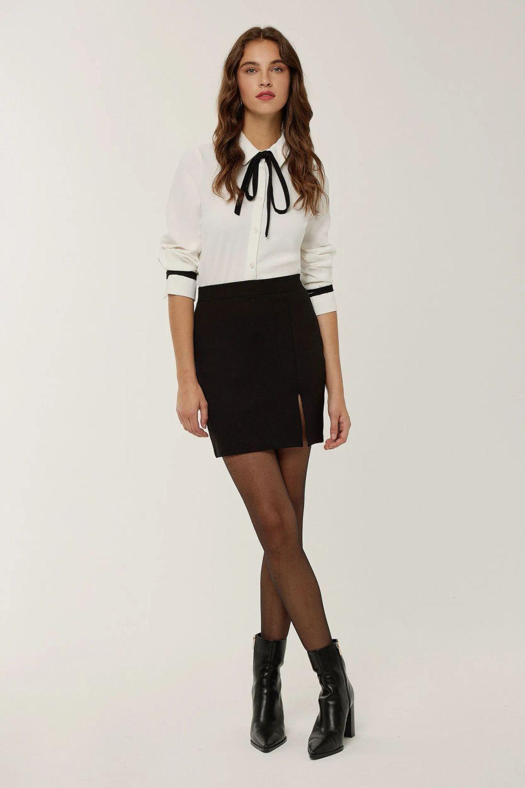 High Waist Mini Skirt with Slit by HICCUP