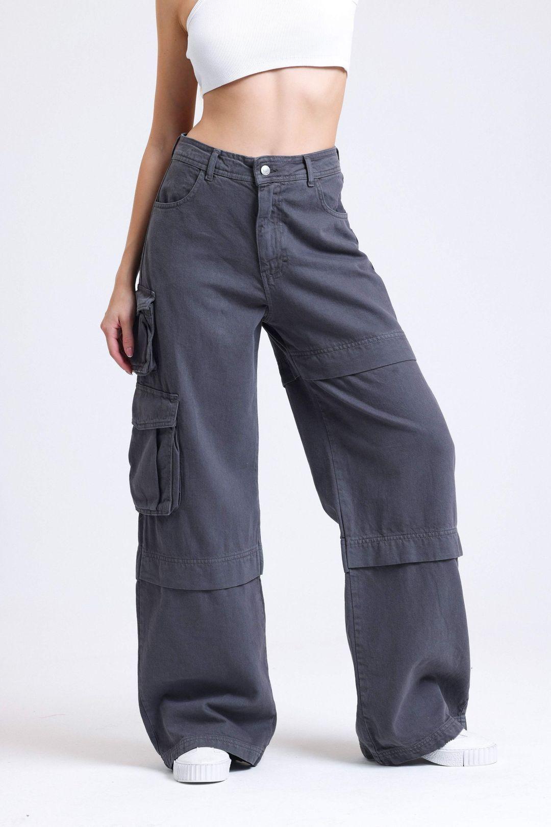 High Waist Pocket Cargo Trousers by HICCUP