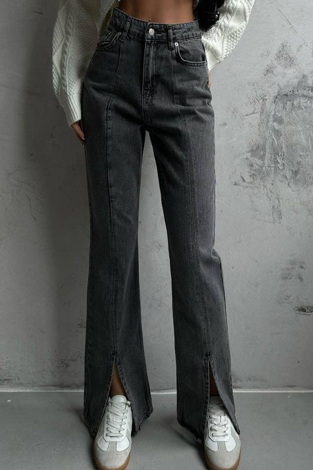 High Waist Slit Straight Leg Jeans by HICCUP