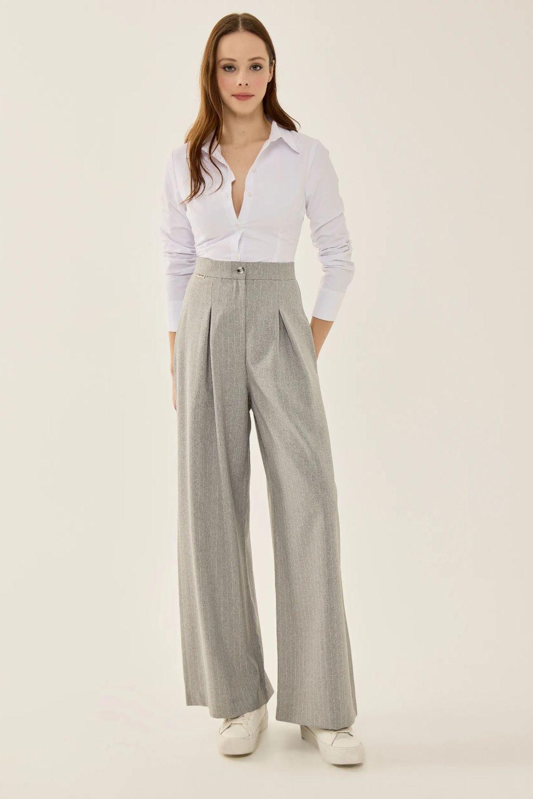 High Waist Striped Wide Leg Pants by HICCUP