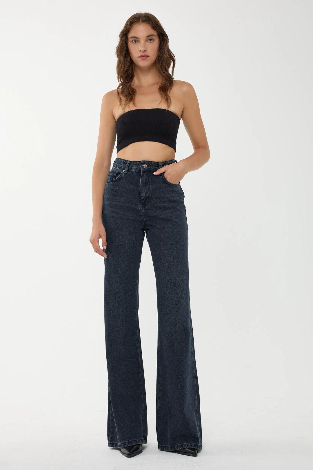 High Waist Wide Leg Denim Jeans by HICCUP