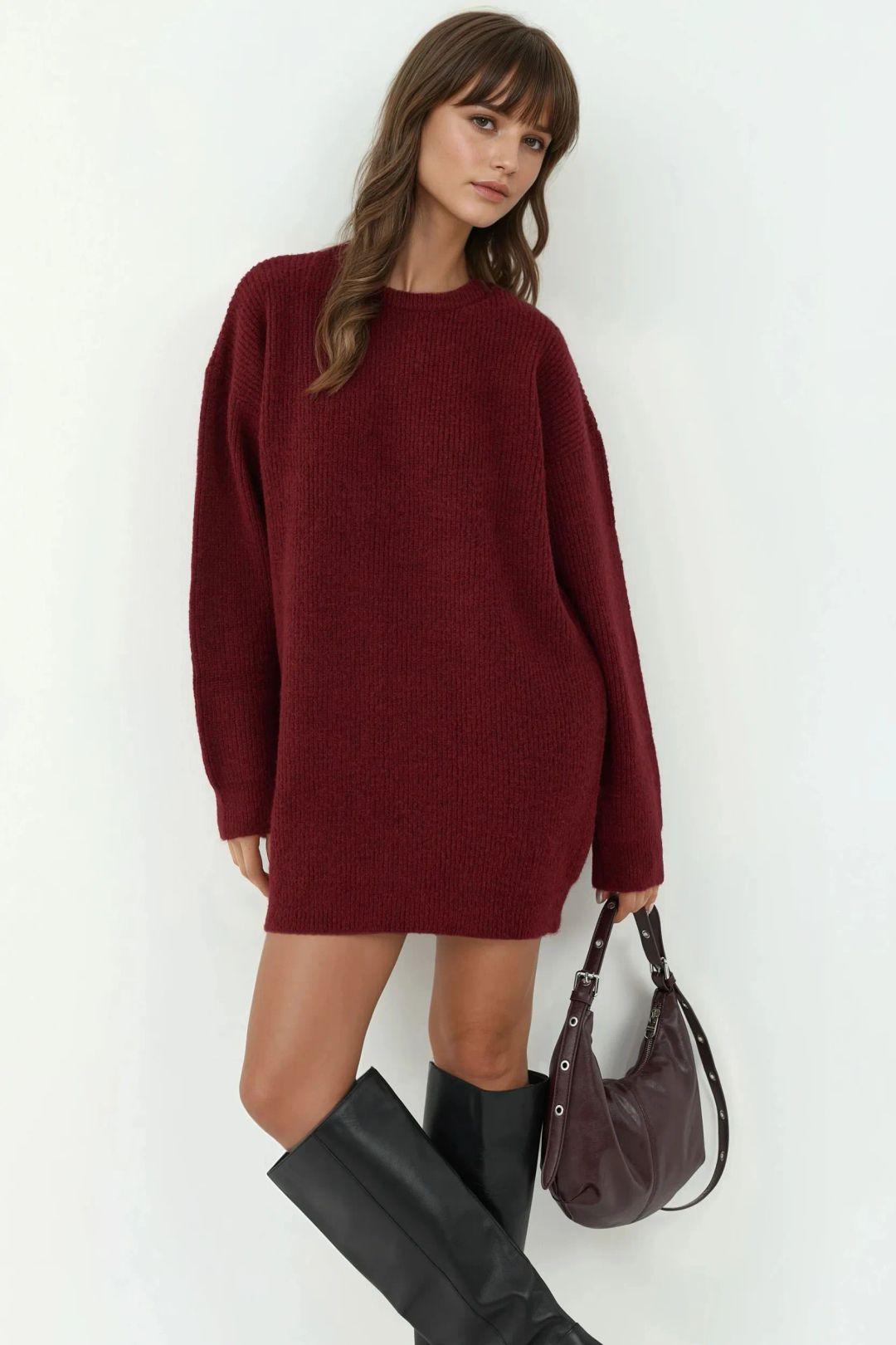 Knit Mini Dress with Crew Neck by HICCUP