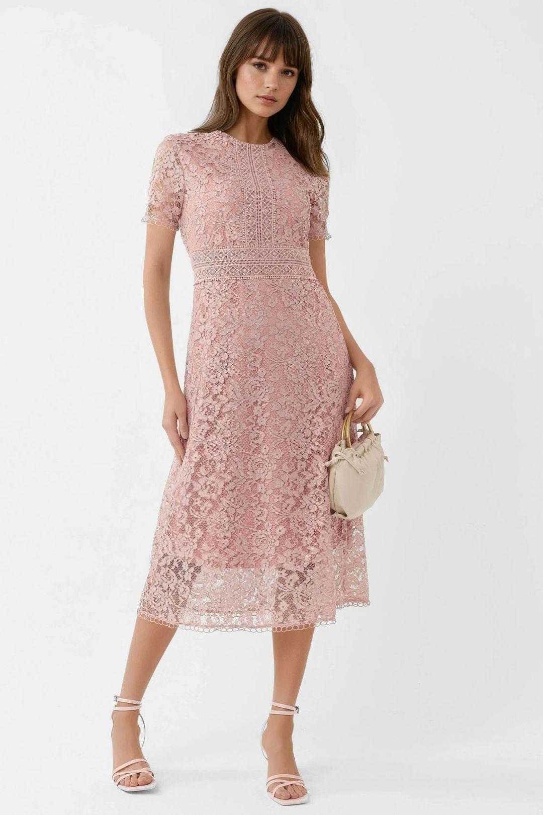 Lace A-Line Midi Dress by HICCUP