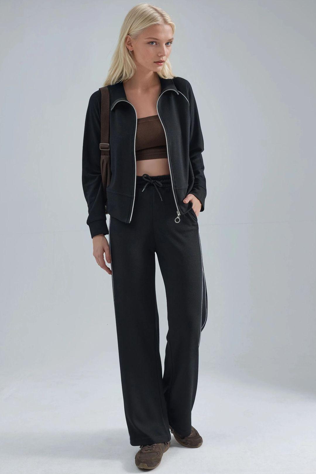 Modal Touch Zippered Sweatshirt & Pants Two-Piece Set by HICCUP