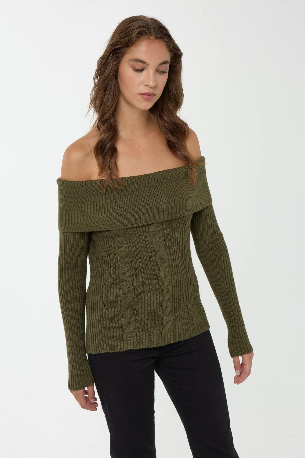 Off Shoulder Knitted Sweater by HICCUP