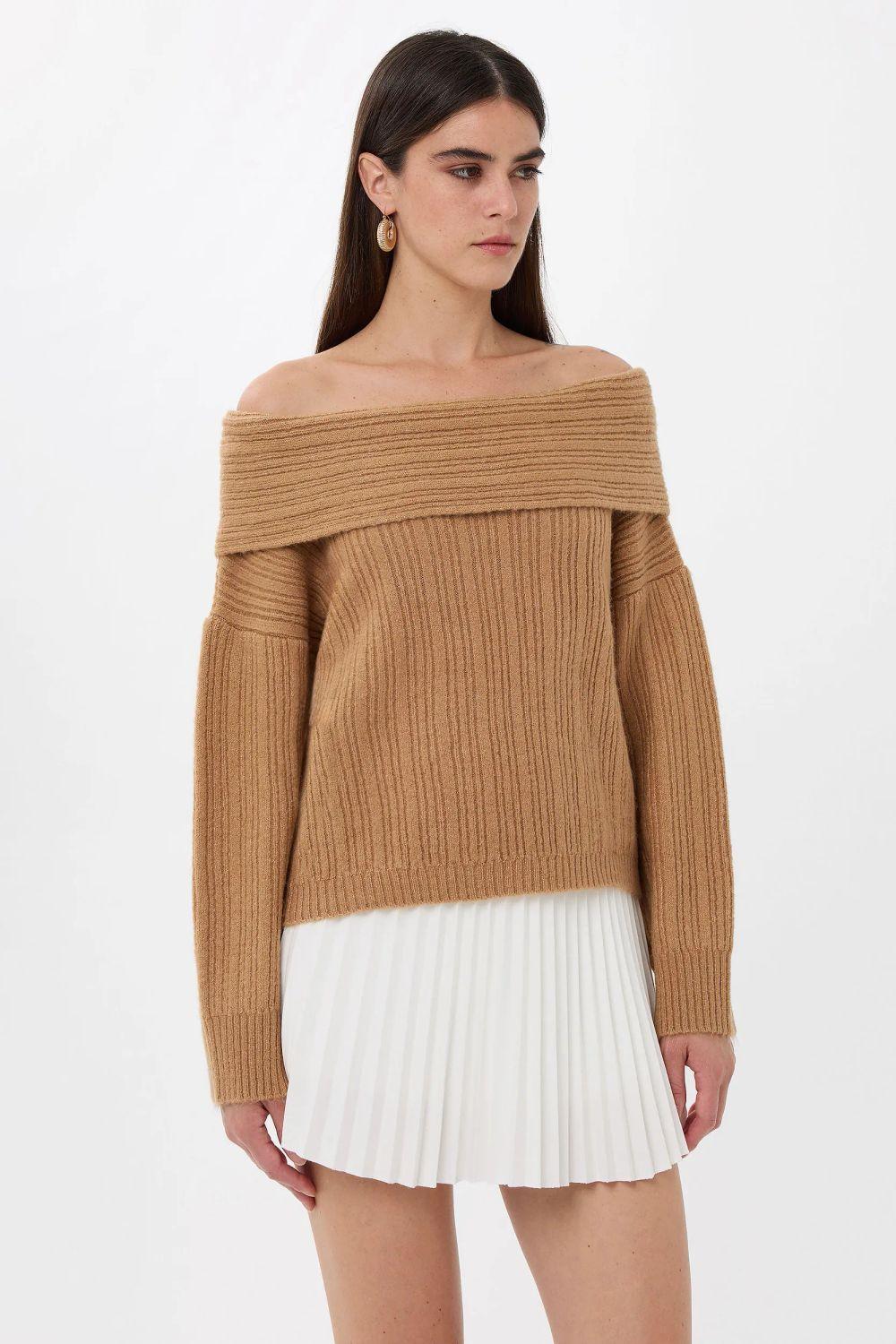 Off-Shoulder Knitted Sweater by HICCUP