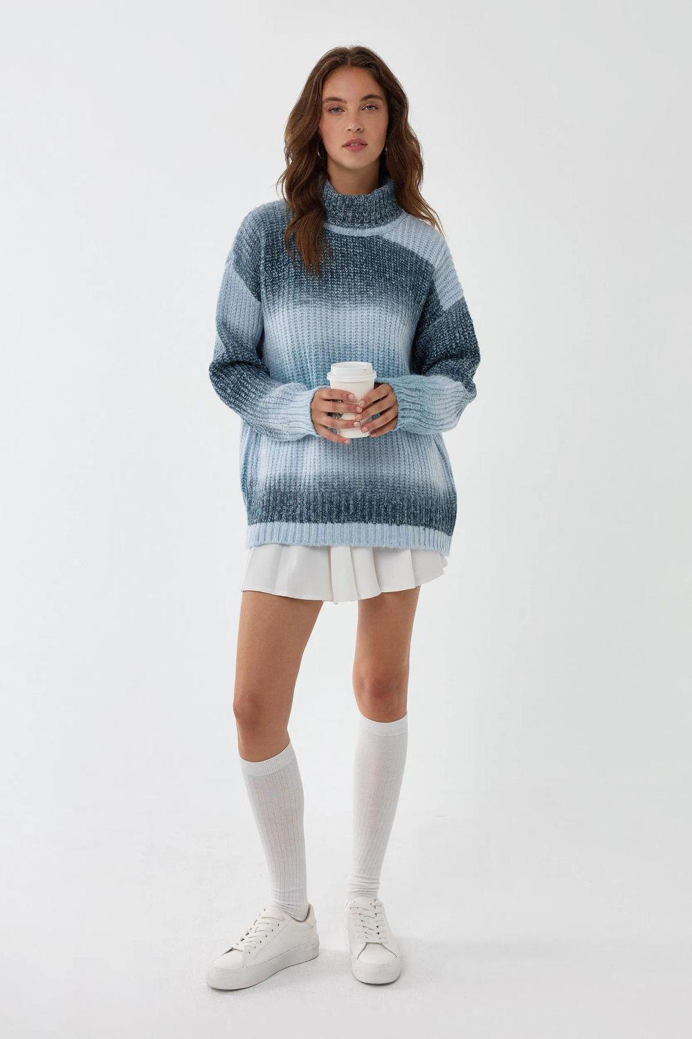 Oversized Gradient Turtleneck Sweater by HICCUP