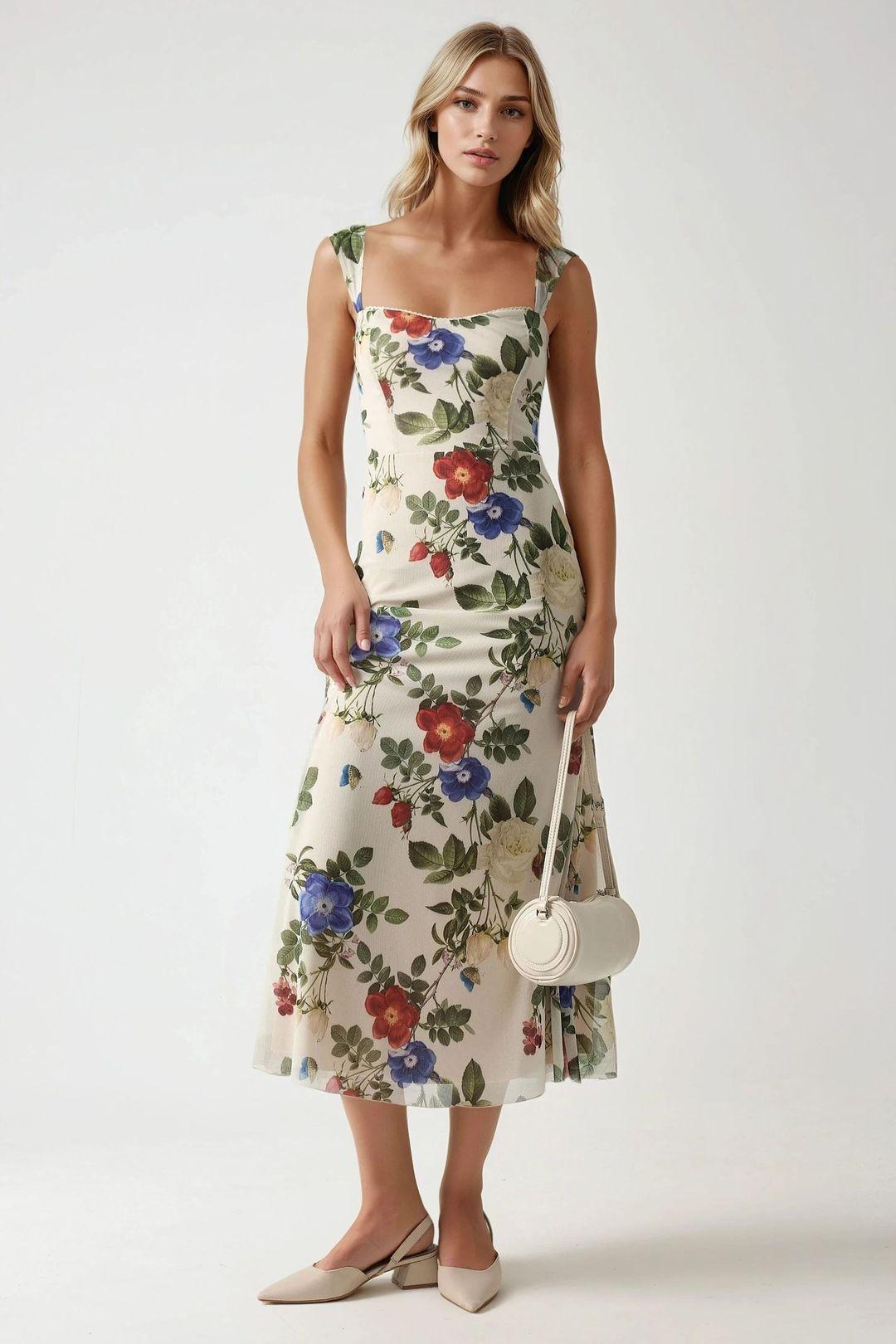 Patterned Maxi Dress with Heart Collar by HICCUP