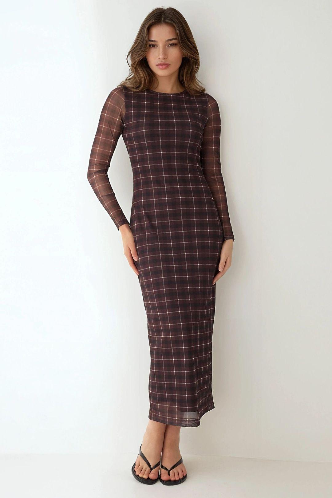 Plaid Bodycon Midi Dress by HICCUP