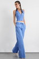 Plunge Neck Halter Top & Drawstring Wide Leg Trousers Coord by HICCUP