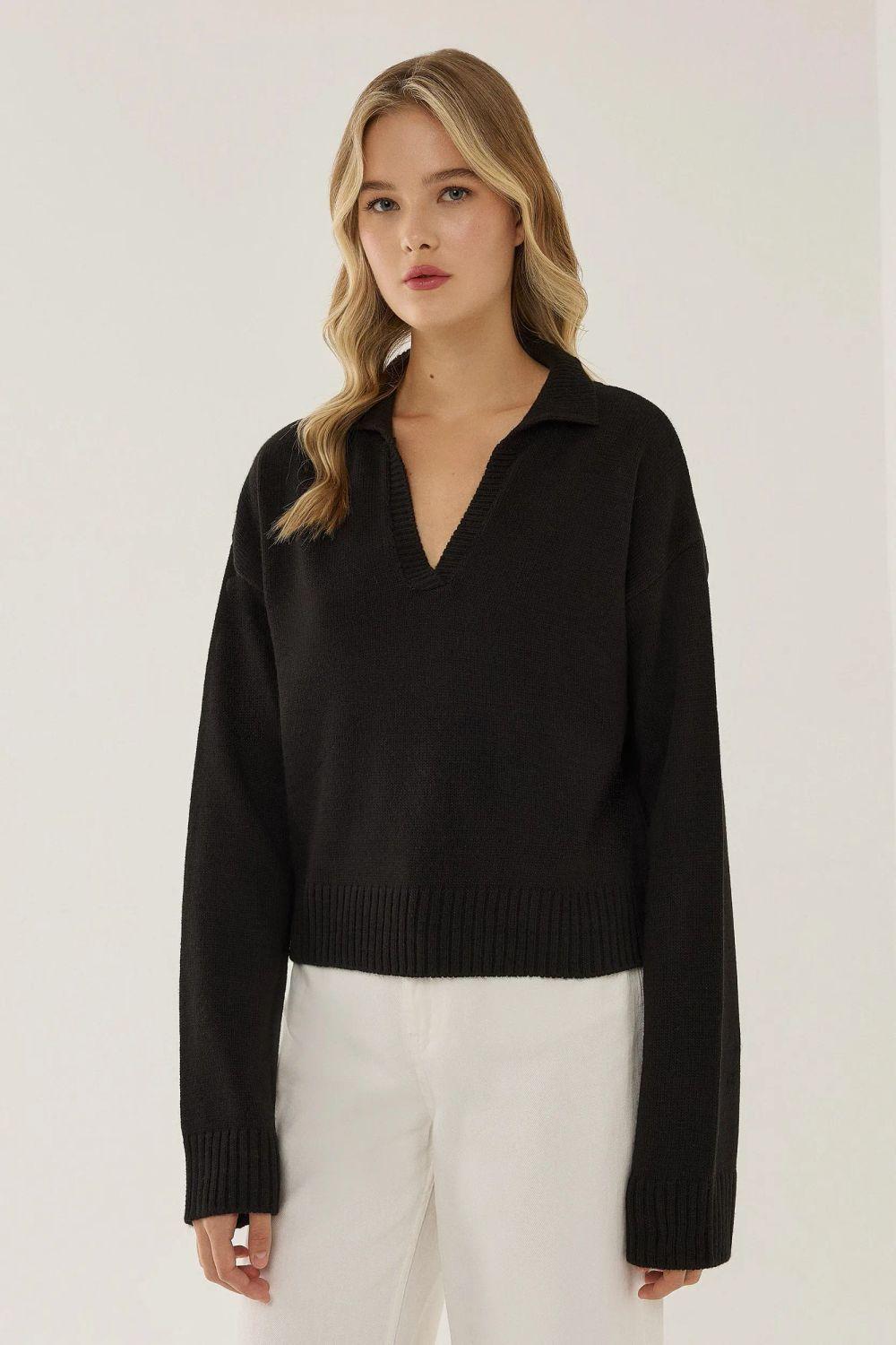 Polo Collar Knit Sweater by HICCUP