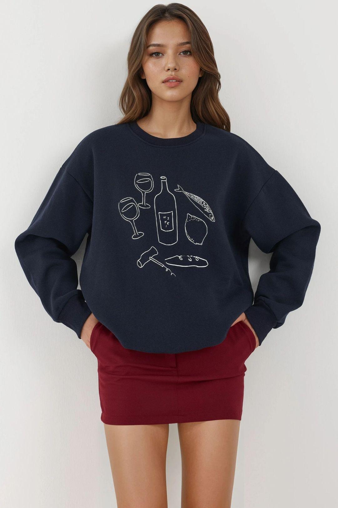 Printed Crew Neck Sweatshirt by HICCUP