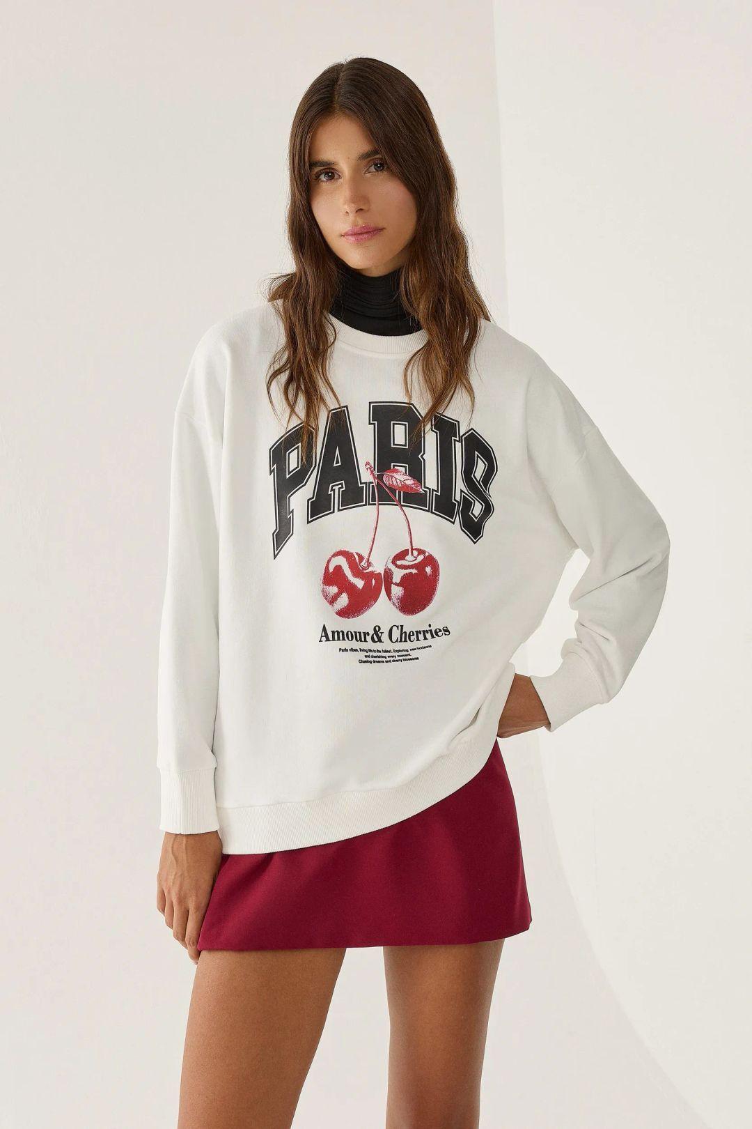Printed Relaxed Fit Crew Neck Sweatshirt by HICCUP