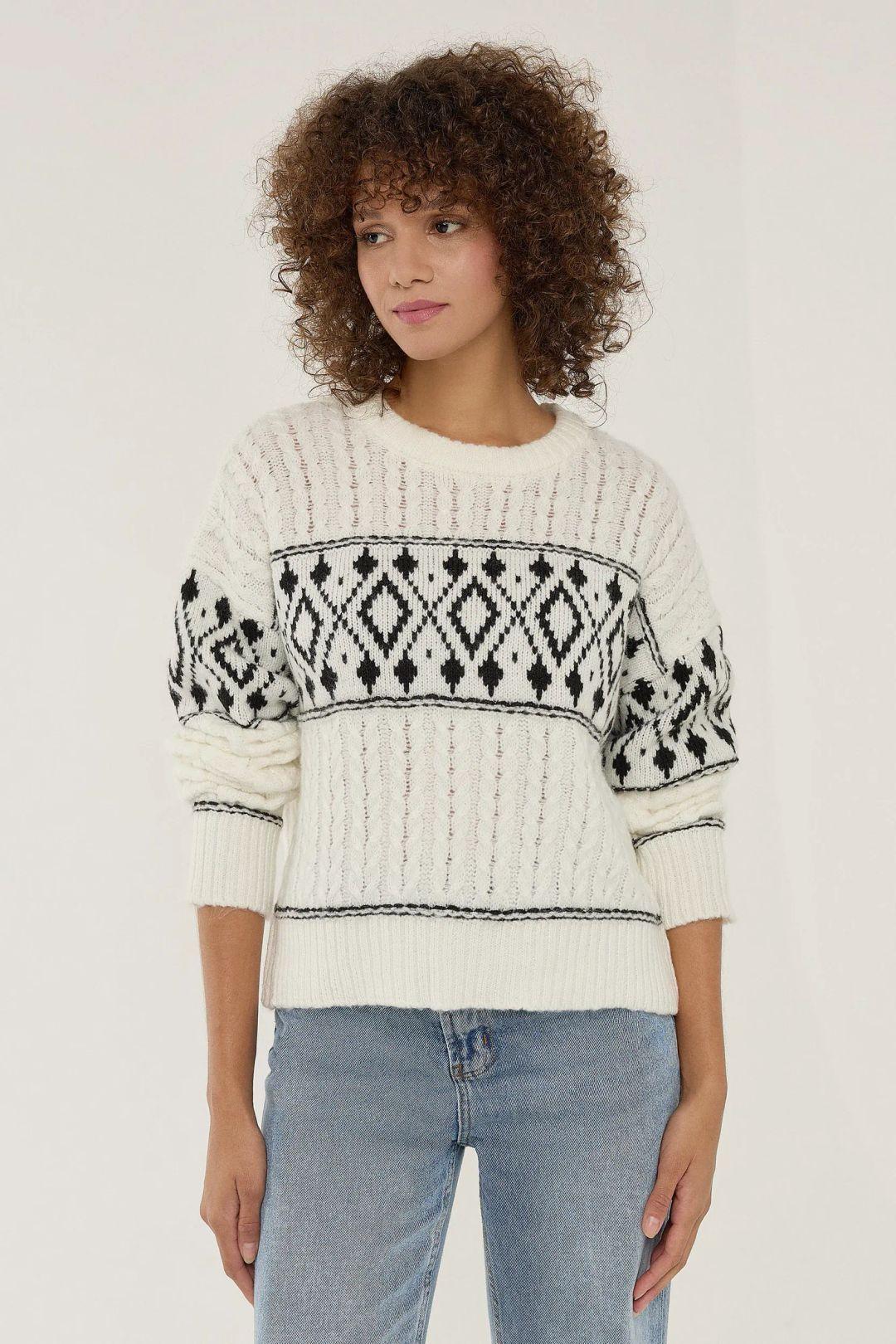 Relaxed Fit Ethnic Knitted Sweater by HICCUP