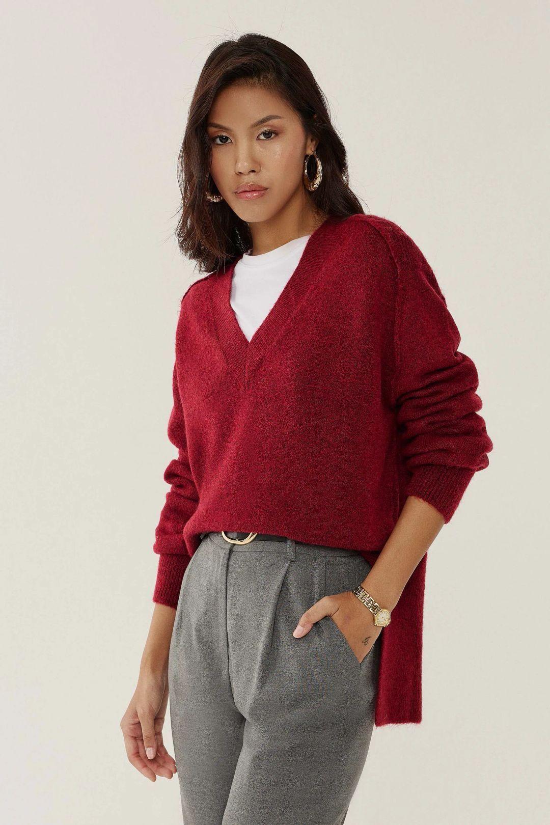 Relaxed Fit V-Neck Knitted Sweater by HICCUP