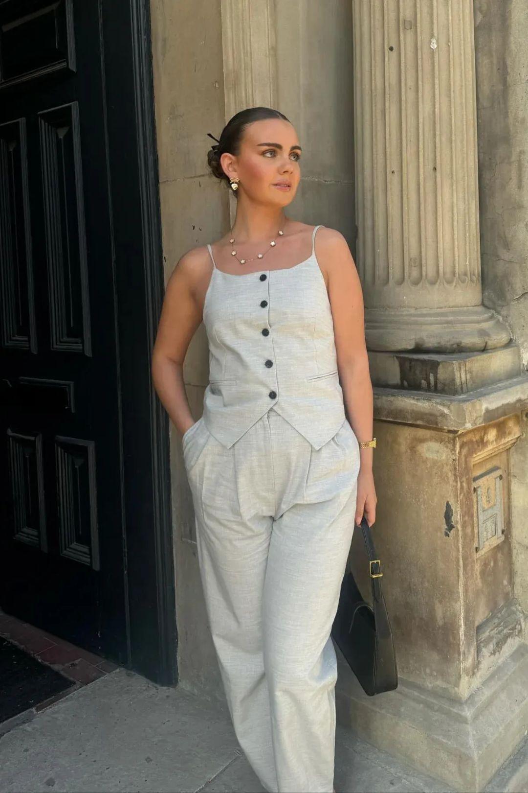 Spaghetti Strap Buttoned Top by HICCUP