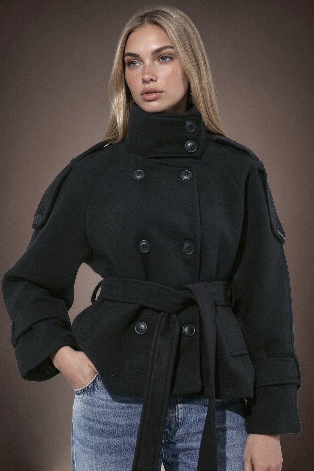 Stand Collar Trench Jacket by HICCUP